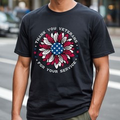 Sunflower Thank You Veterans Day Military Tribute Shirt,Honoring Our Heroes Tee