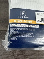 NEW! George Tag Free Comfort A-Shirt Men’s, X-Large WHITE, 6-Pack,