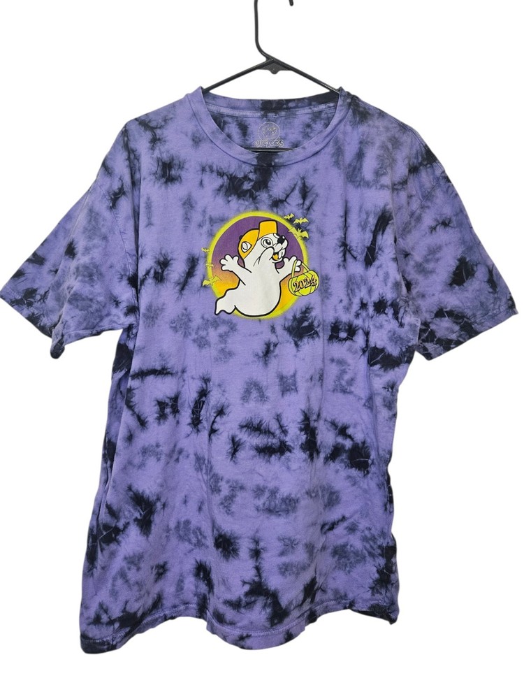 Buc-ee’s Men’s XL Purple Black Cotton Knit Crew Neck Short Sleeve Halloween