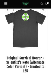 Graveyard Goods XL Tee Resident Evil Scientist’s Note LE 125 Unworn Sealed