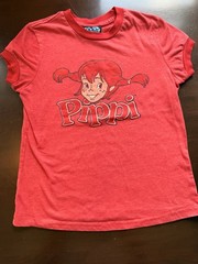 Junk Food Pippi Longstocking Graphic Print Crew Neck T-Shirt Red Women’s S