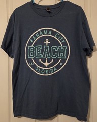 PCB Panama City Beach Lat 29 Florida Mens Large T Shirt Slate Blue Distressed