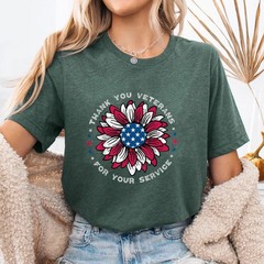Sunflower Thank You Veterans Day Military Tribute Shirt,Honoring Our Heroes Tee