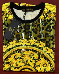 Versace Medusa Leopard Baroque Print T-Shirt Black Gold Style Tee Size M