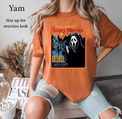 Lets Watch Scary Movie Shirt, Comfort Colors Ghostface Shirt Size S-5XL