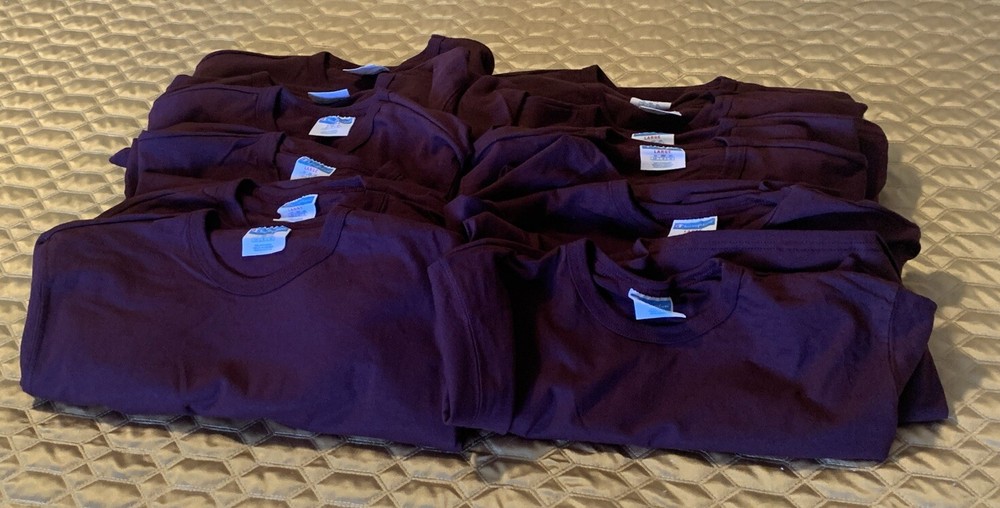 Vintage Champion Maroon Plum Heavy Weight Cotton T Shirt Large Unisex Lot Of 12