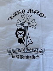 A Bathing Ape BAPE x Chrome Hearts Men’s M White Baby Milo Logo Graphic Crew Tee