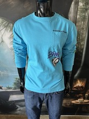 Chrome Hearts Long Sleeve Blue Matty Boy Cotton Tee Size Large “Brain Stain”
