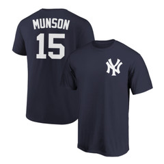 Thurman Munson T-Shirt New York Yankees Player Name and Number Soft Jersey Tee
