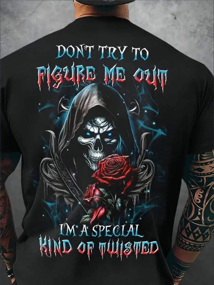 Mens Rose Graphic Print Short Sleeve Crew Neck T-Shirt – Soft Slight Stretch Pol