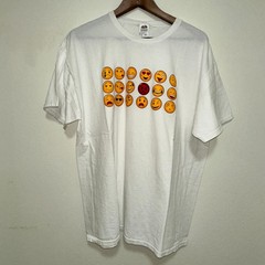 Fruit Of The Loom Men’s XL T-Shirt Emoticon Cute Smileys Face White HD Cotton