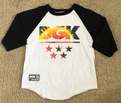 DGK From Nothing 00 Tri-Color Stars Logo White Ringer T-Shirt Size Medium