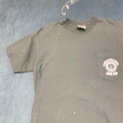 Bayside Heavyweight Pocket T-Shirt Mens M Gray Cotton Graphic Crew Neck Pullover