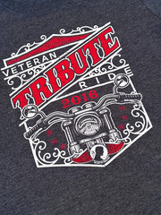 Veteran Tribute Ride 2016 POW Large Harley Davidson Motorcycle T-Shirt USA Flag