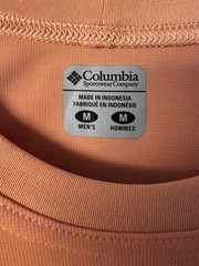COLUMBIA PFG OMNI-SHADE MENS MEDIUM TANGERINE COLORED SHORT SLEEVE SHIRT