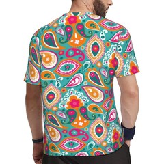 Men’s Retro Psychedelic Art T-Shirt O-Neck Short Sleeve Fun Design Gym Beach Fas