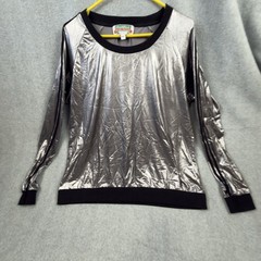 Festified Holiday Clothing Shirt Men’s Large Silver Shiny Christmas