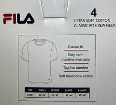 New FILA Men 4 Pack Cotton Crew Neck T-Shirts Ultra Soft Classic Tee Size M L XL