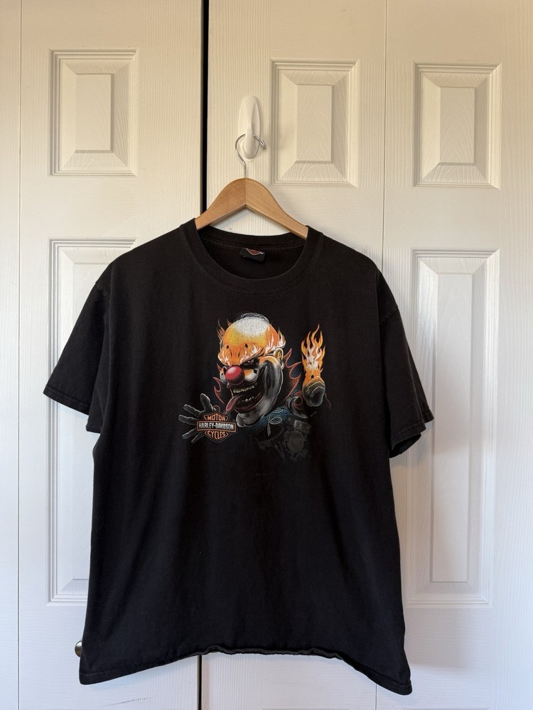 Harley Davidson T Shirt Size Large Clown Black Vintage Y2K Grunge Hip Hop