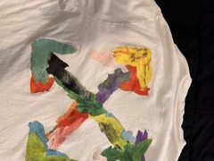 Off-White Men’s White Graphic Print Crew Neck Short Sleeve Logo Tee L