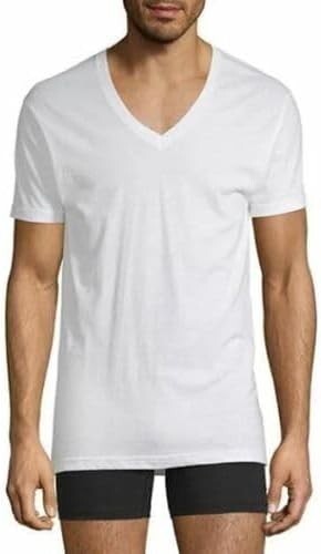 Stafford 4-Pck Men’s Medium White V-neck T-Shirts Super Soft 100% Cotton Casual