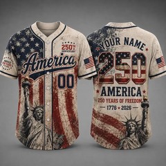America 250th Anniversary Baseball Jersey, Custom Name Jersey, 4th of July Gift