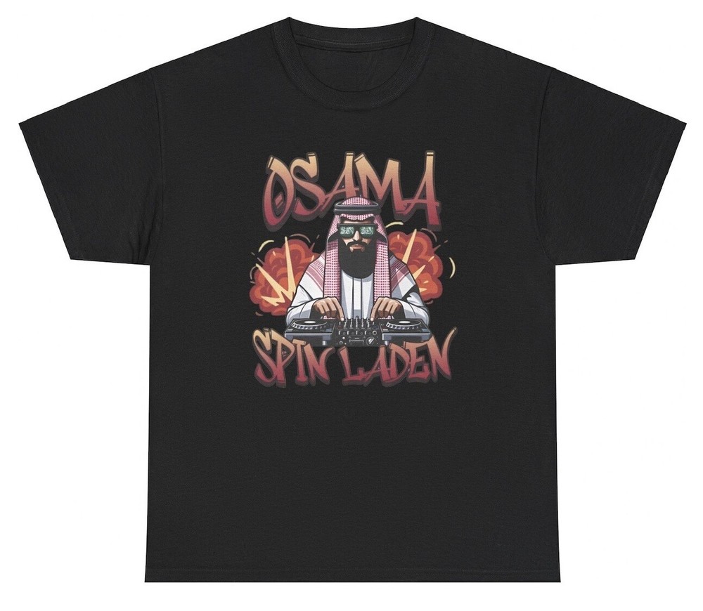 Osama Spin Laden T Shirt Funny Osama Bin Cursed DJ Music Meme Gen Z Humor Tee