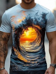 Funny Optical Illusion Graphic T Shirt For Men 3D Printed Art Abstract.