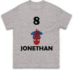 Hanging Spiderman Birthday T Shirt, Your Name and Age Customise T Shirt, Kids Te