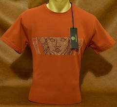 Men’s Versace Medusa Style Rhinestone T-Shirt Rust Luxury Designer US Size Small
