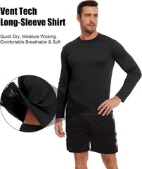 7 Pack Men Dry Fit Workout Long Sleeve Athletic Gym, UPF SPF UV Sun Protection