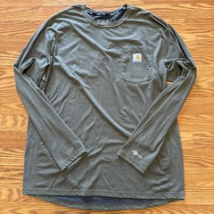Carhartt Force Olive Relaxed Fit Pocket Crew Neck Long Sleeve T-Shirt Men’s L