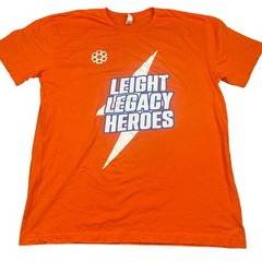 LAT Apparel Mens Leight Legacy Heroes Graphic T-Shirt Size L Orange Short Sleeve