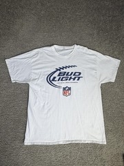 Bud Light Shirt Mens XL White Official Beer Sponsor Graphic Crew Neck Cotton