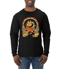 Adventure Sun With Cacti In the Desert With Flowers Men Long Sleeve Shirt
