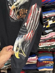 American By Birth Biker By Choice Long Sleeve T-Shirt Black Mens 3XL USA Eagle