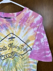 Vintage Santa Monica California Pier T Shirt Tie Dye Unisex Adult Size Small