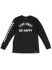 Fasthouse Men’s Die Happy Long Sleeve T-shirt Motocross Live Fast MX FMX Tee