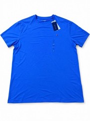 Tommy Hilfiger Men’s Blue Solid Crew Neck Short Sleeve Logo T-Shirt, L