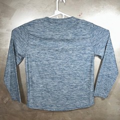 Eco Green Apparel Mens Blue Space Dye Long Sleeve Henley Shirt Size L New