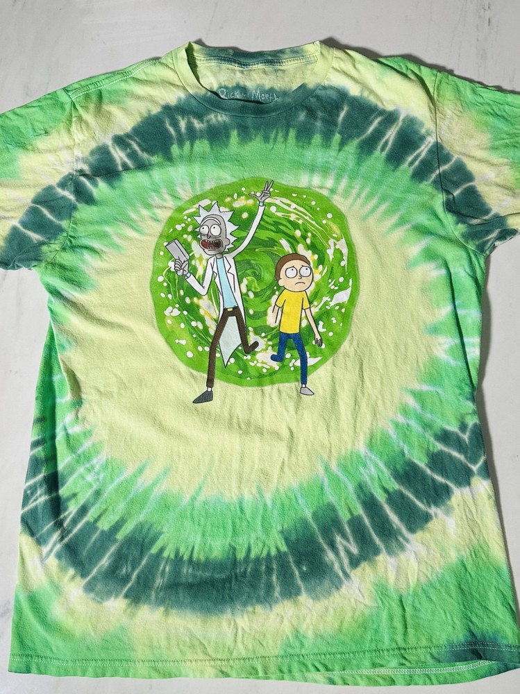 Adult Swim Rick & Morty Green Tie-Dye Men’s T-Shirt Size Large L