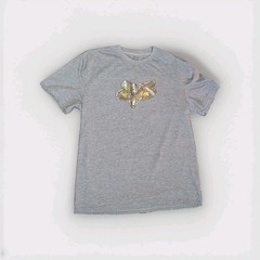 Fox Men’s Gray Cotton Knit T-Shirt L Short Sleeve Crew Neck Camo Logo