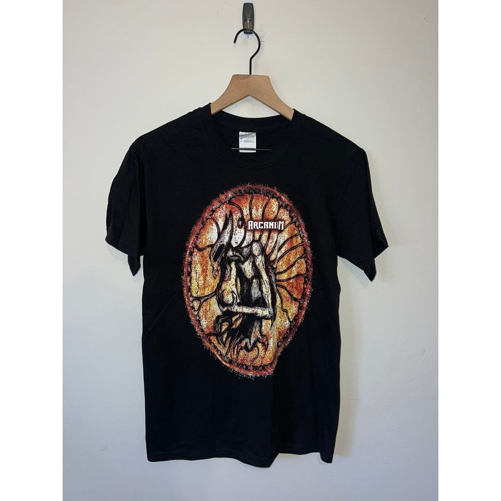 2009 Arcanium Metal Concert Tour Graphic Black Shirt 2000s S Small Y2K