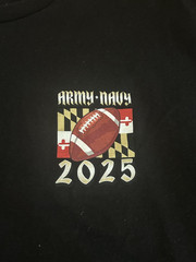 2025 Army Vs. Navy Football Black Graphic Made in USA Tshirt MD Size Large
