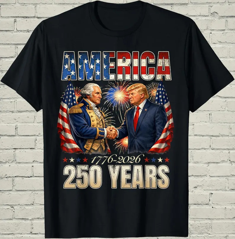 America 250th Anniversary Shirt Patriotic Washington Graphic Tee