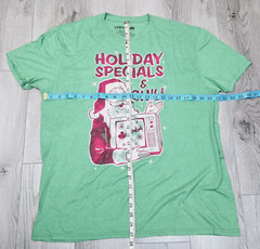 Mens L Christmas T-Shirt Heather Green Santa Claus Holiday Specials & Chill