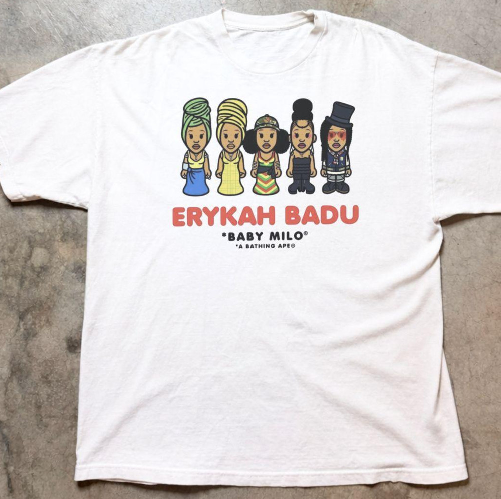 Erykah Badu caricature baby milo white T-shirt unisex All sizes VDF022