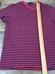 Polo Ralph Lauren Navy Blue & Red Striped S/S Shirt Pony Logo Sz Large Preowned