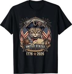 Patriotic Cat 250th Anniversary American Independence Men Women T-Shirt