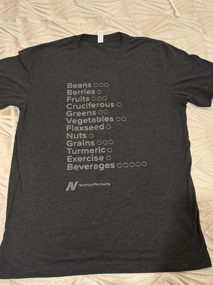 Nutrition Facts Daily Dozen T-Shirt – Dark Gray Heather – Size Medium